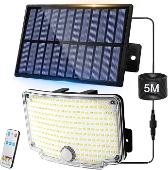 Zewnętrzne lampy solarne z czujnikiem ruchu 254 diody LED z 3 trybami oświetlenia i zasięgiem wykrywania 5-8 m