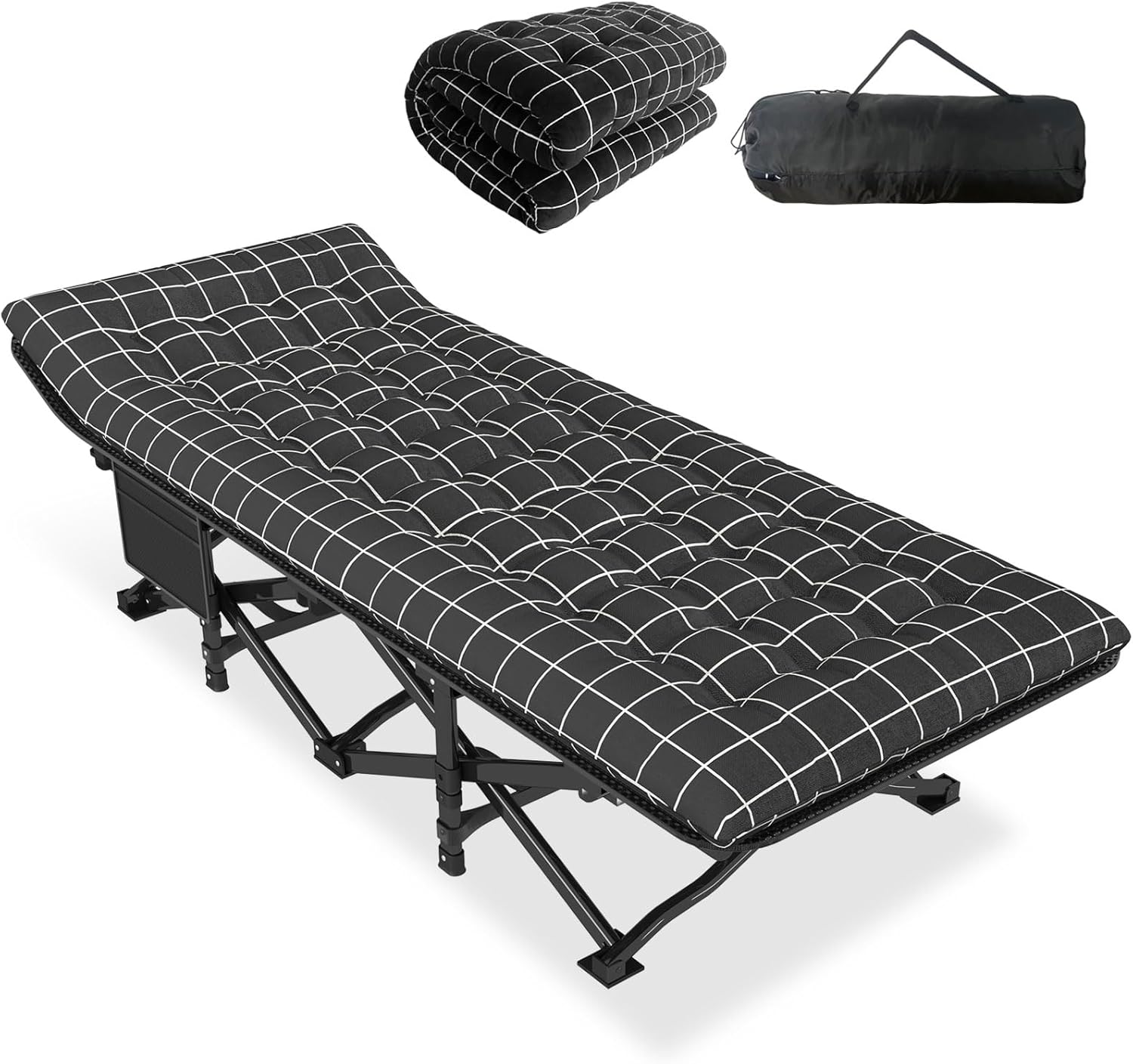 Łóżko z materacem ATORPOK 190 cm x 70 cm czarny
