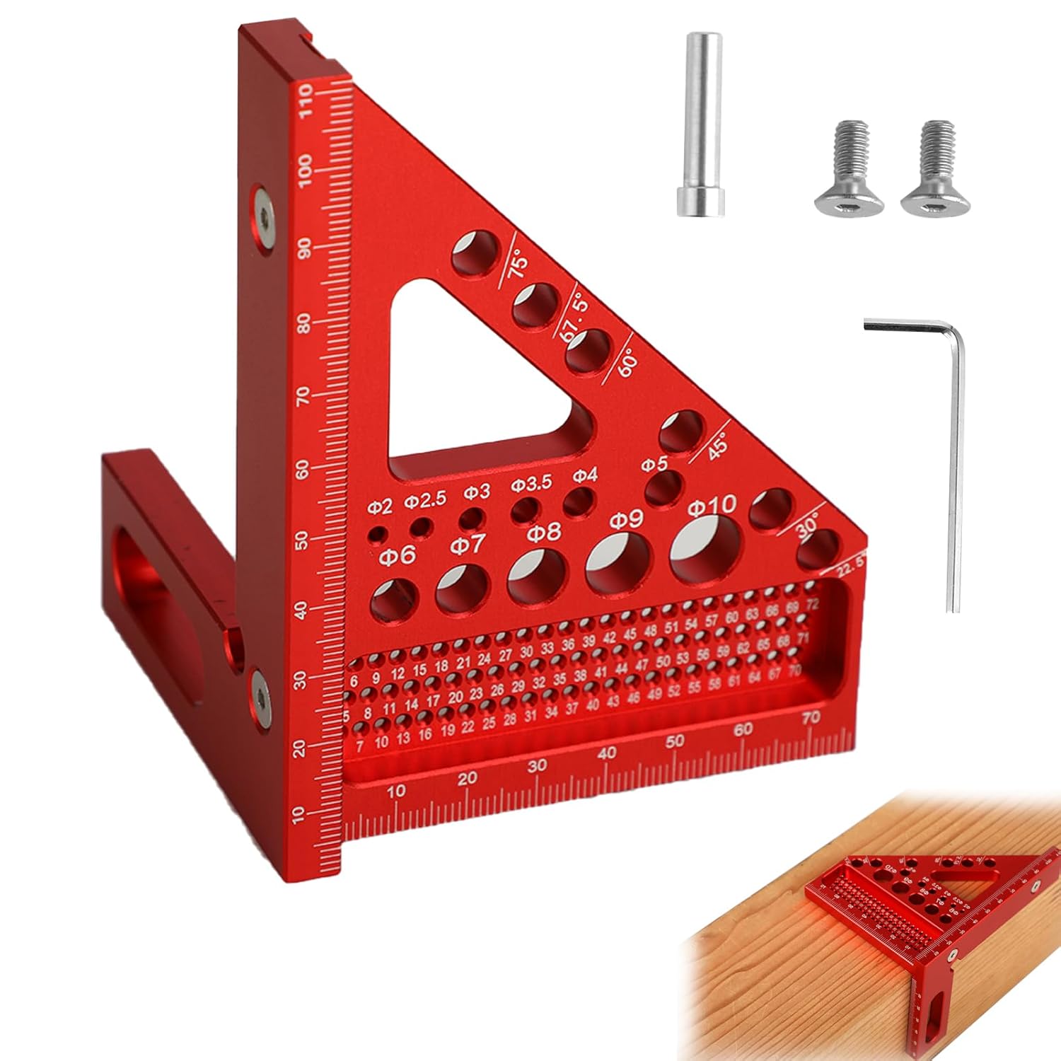 Miarka stolarska 3D z fazowaniem | Regulowany kąt 22,5–90° | Aluminium
