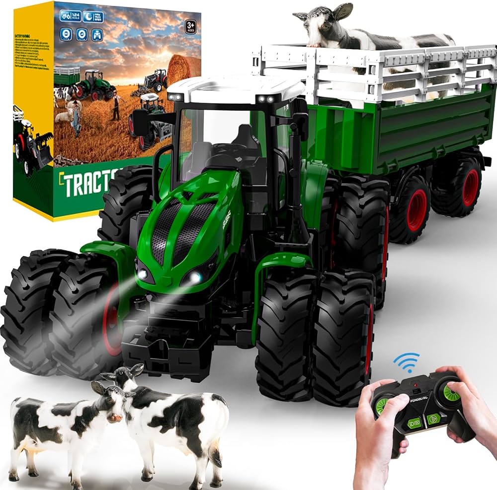 Zdalnie sterowany traktor RC z przyczepą zabawka traktor dla dzieci. Druga wersja w opisie