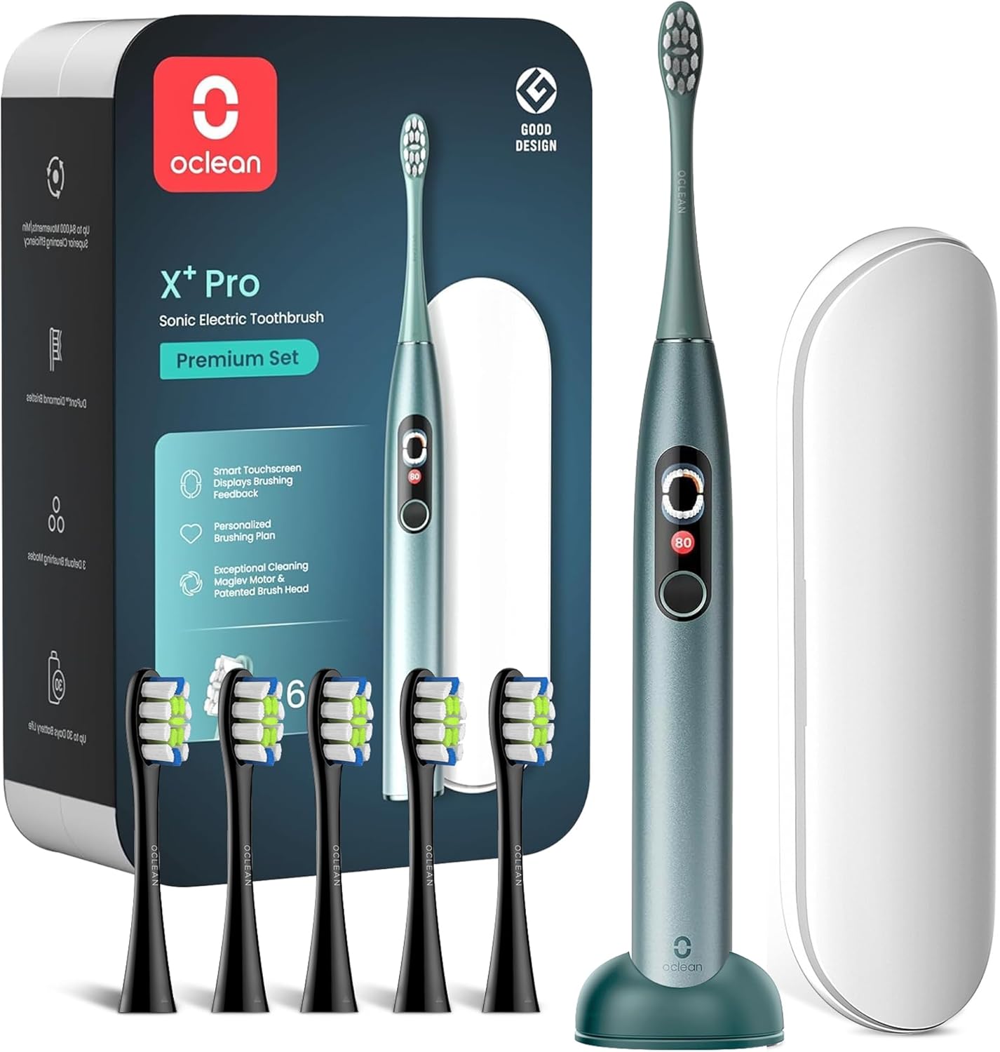 Oclean soniczna szczoteczka do zębów X Series PREMIUM SET + 6 końcówek + etui podróżne