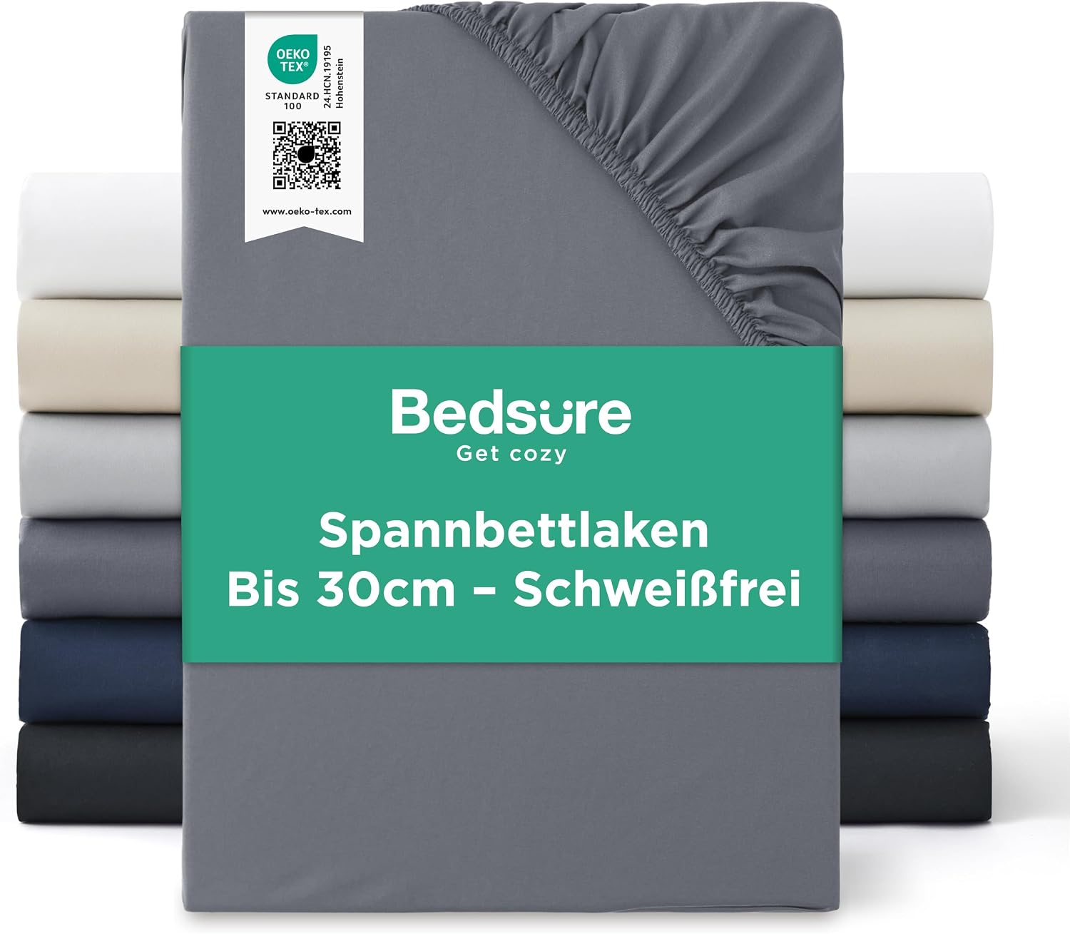 Bedsure Prześcieradło z gumką 180 x 200 cm – Oeko-TEX mikrofibra do 30 cm