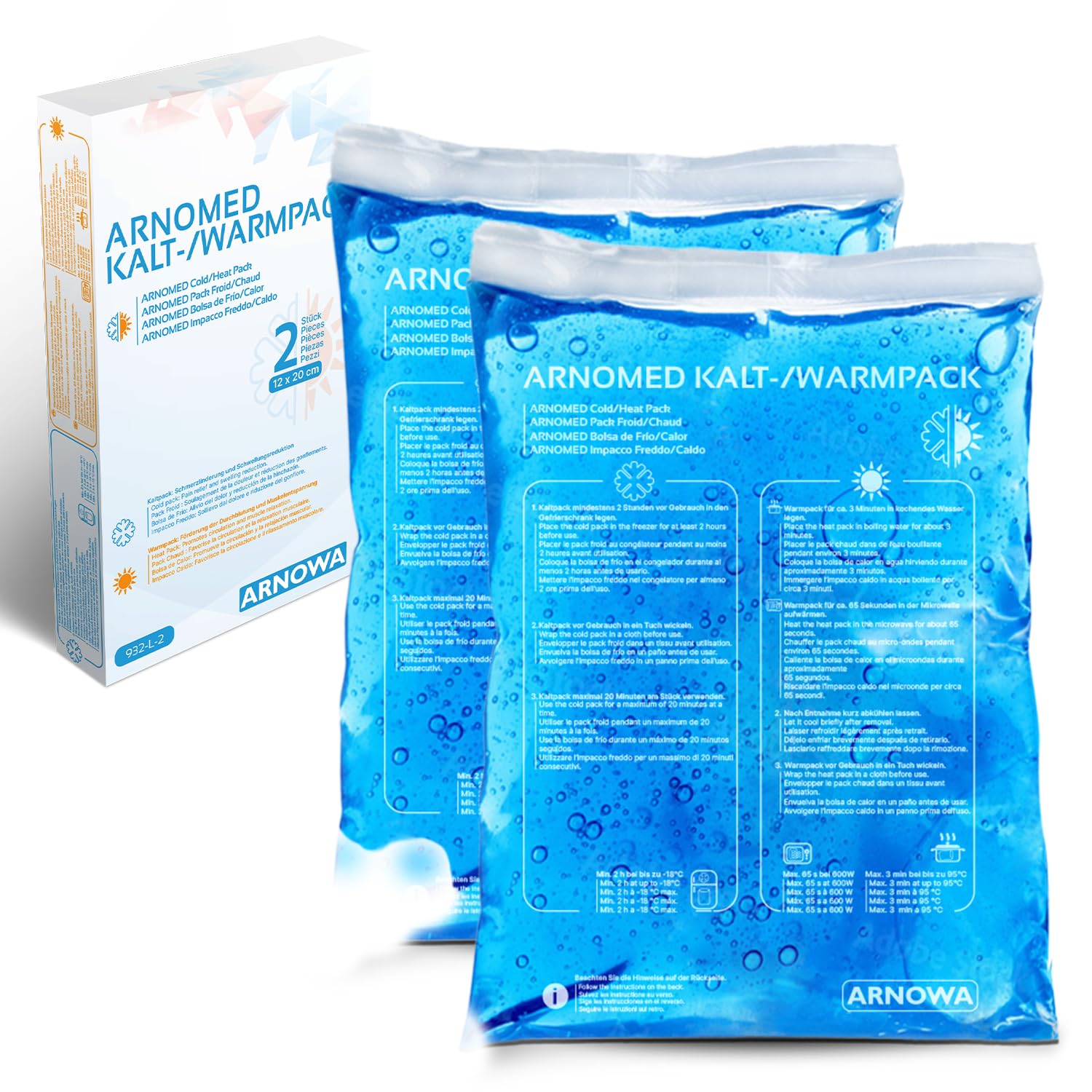 2x ARNOMED® Żelowe kompresy chłodząco-rozgrzewające 12x20 cm wielorazowe i do mikrofalówki