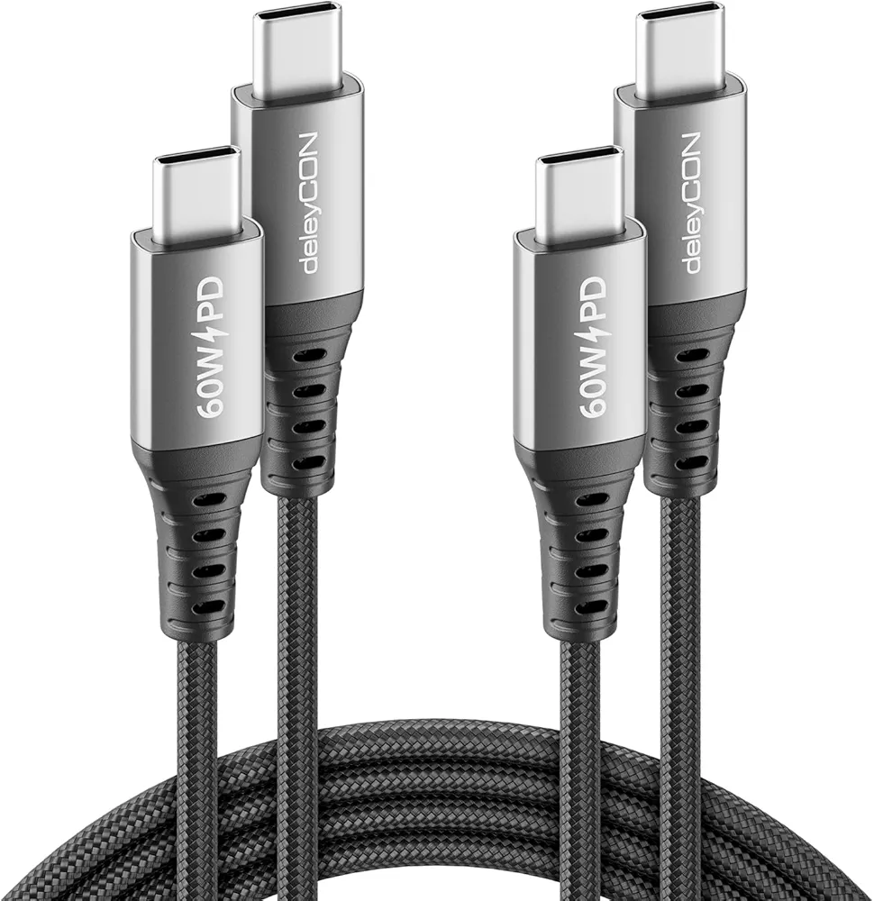 deleyCON 2x 2m Kabel USB-C PD 3.0 PPS (60 W Szybkie ładowanie)