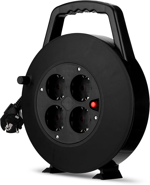 REV Bęben kablowy 4 gniazda , 5 m + bezpiecznik