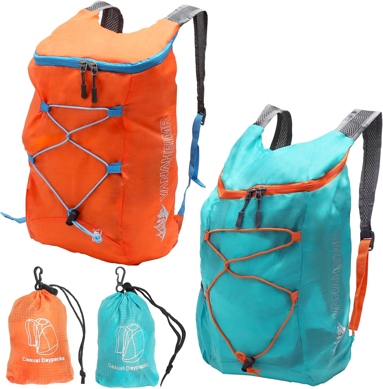 2x Składany plecak, ultralekki, mały, turystyczny, 15 L