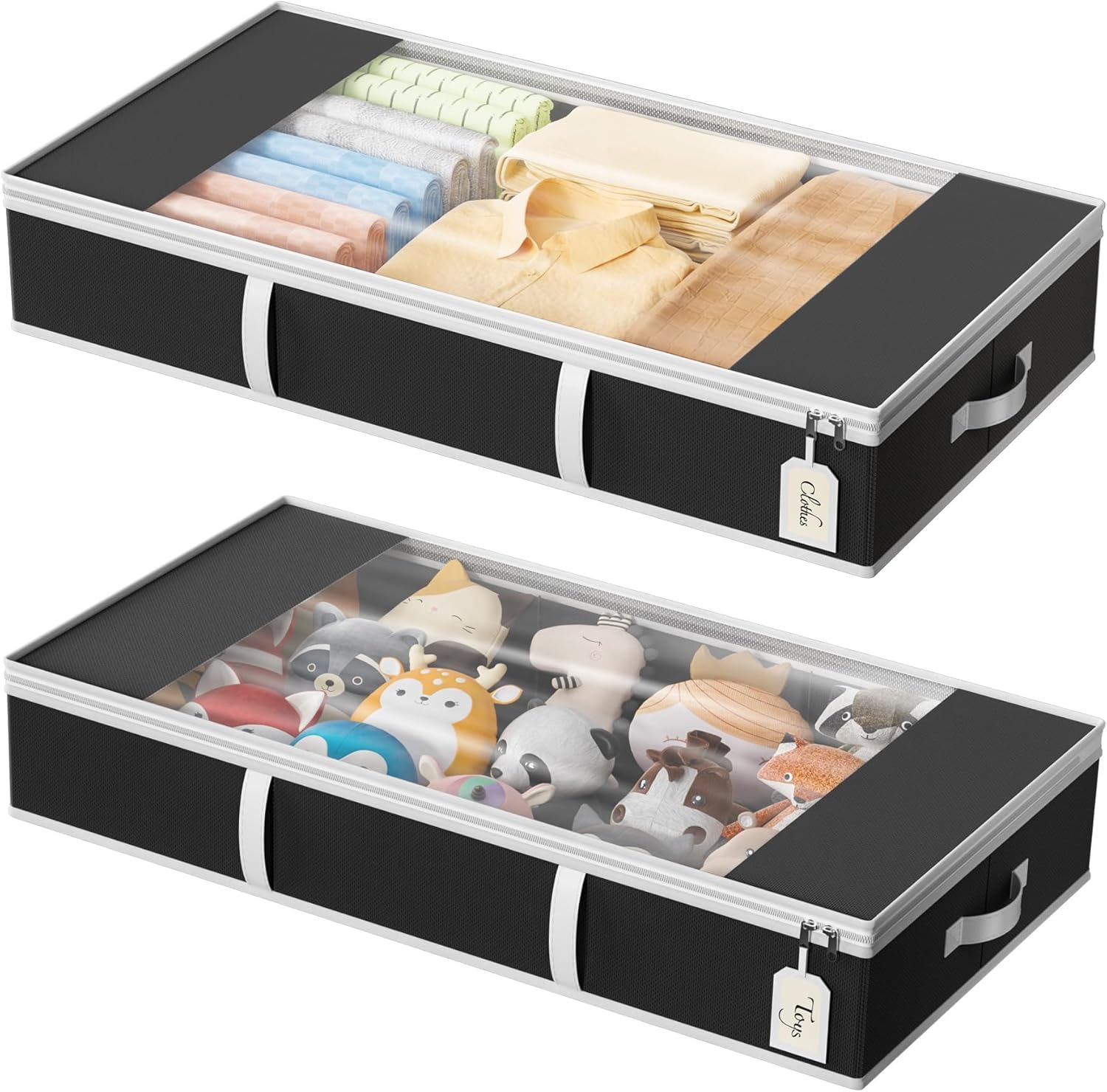 LAMU 2 x komoda pod łóżko, pudełka do przechowywania pod łóżko, 54 l