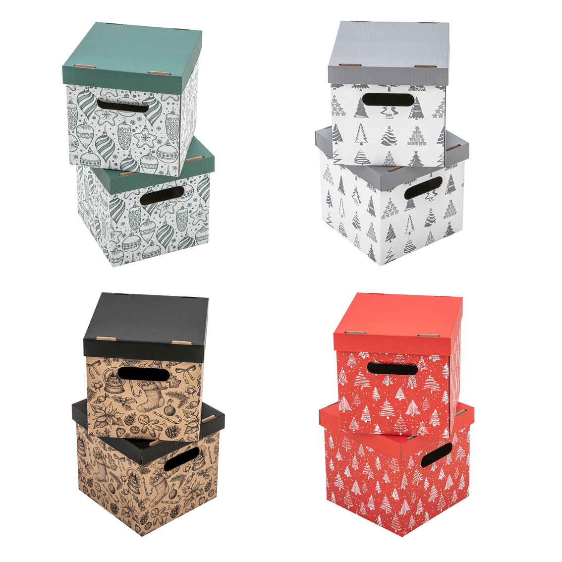 Pudełko ozdobne w bombki zielone 2 szt.