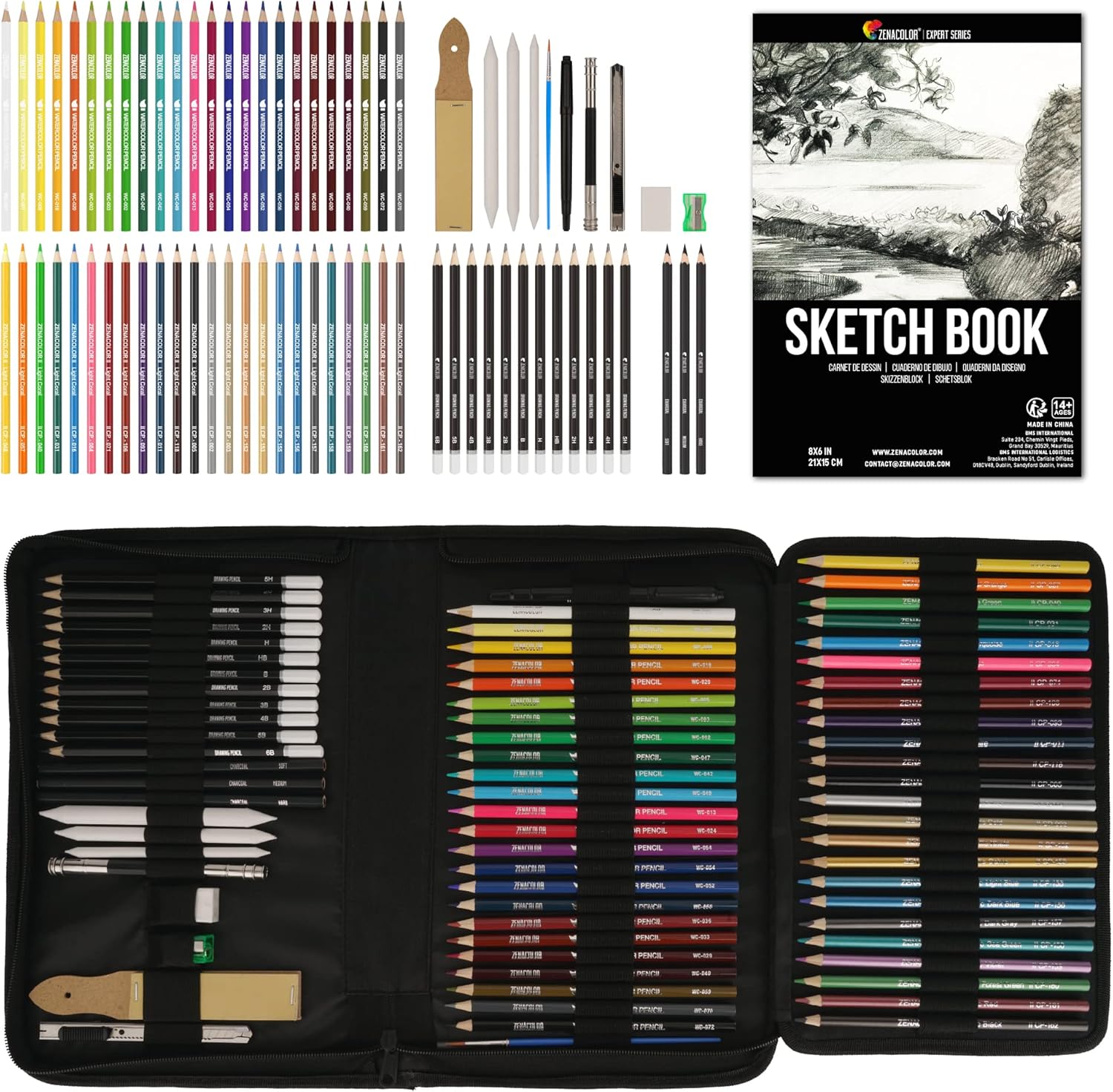 Kompletny zestaw do rysowania, 74-częściowy - dla dzieci i dorosłych