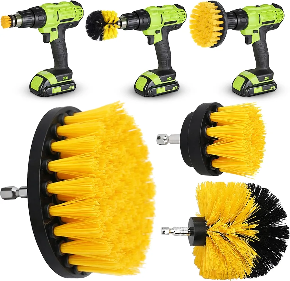 Retoo Zestaw szczotek do wiertarki, 3 sztuki, szczotka do czyszczenia, szczotka do felg, szczotka do samochodu