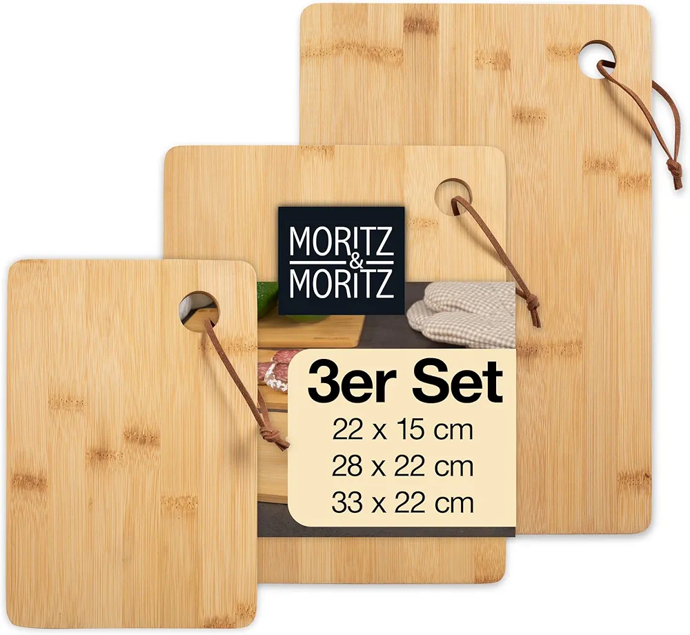 Moritz & Moritz 3 x bambusowe deski do krojenia - 33 x 22 / 28 x 22 / 22 x 15 cm, zestaw 3 drewnianych desek