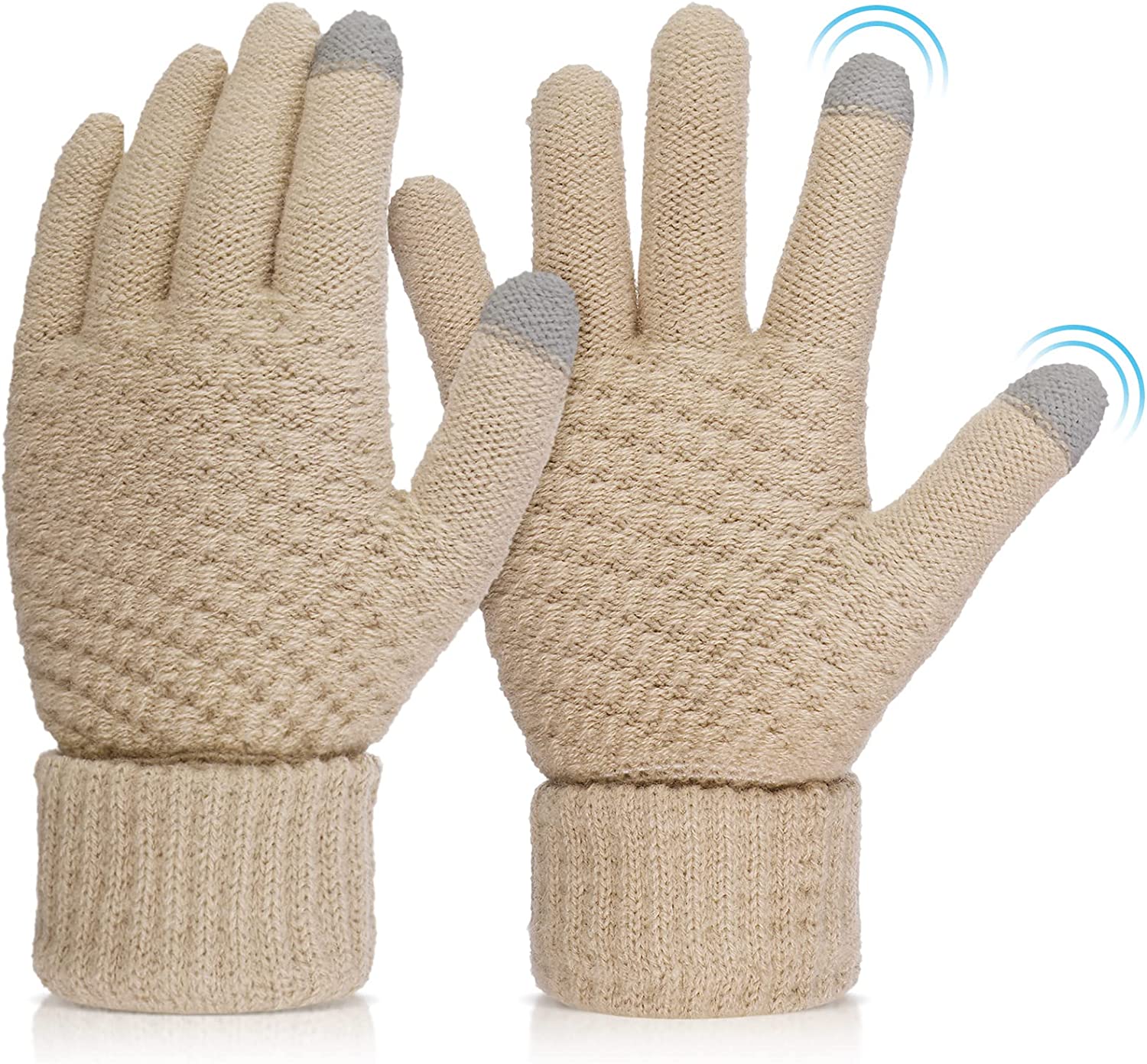 Rękawiczki zimowe z dotykowymi palcami - czarne, beżowe i różowe