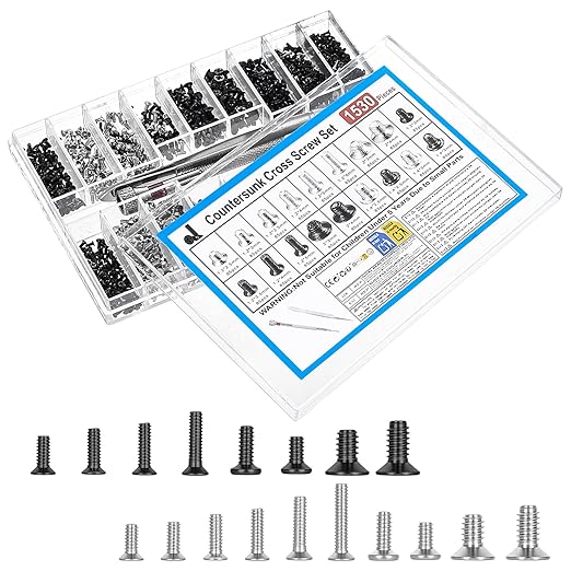Zestaw 1530 małych śrubek, zestaw mini śrubek, śruby krzyżakowe