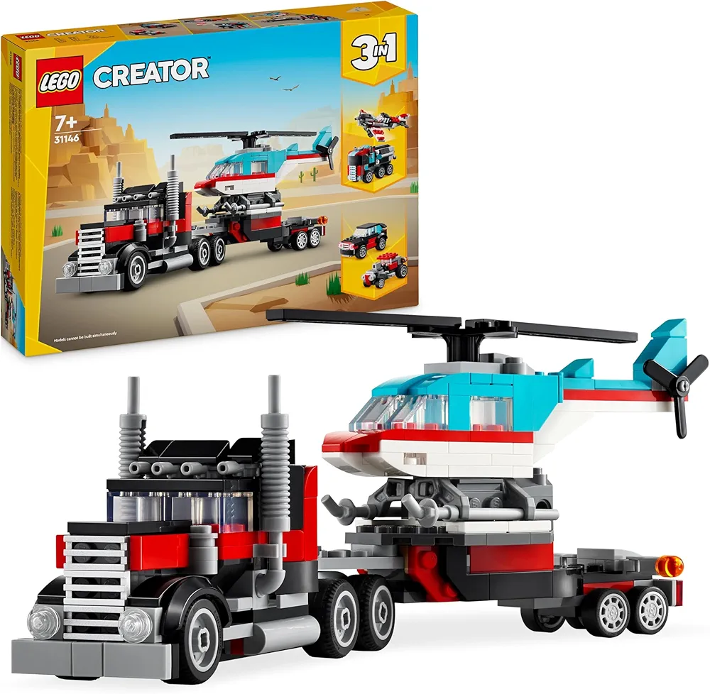 LEGO 31146 Creator 3w1 Ciężarówka z platformą i helikopterem