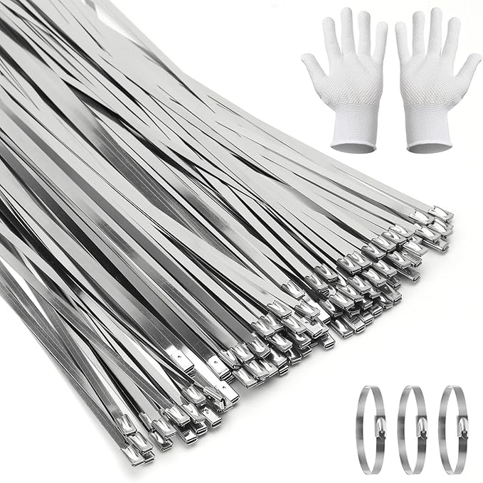 100 sztuk opasek zaciskowych ze stali nierdzewnej, 300 x 4,6 mm samozaciskowe