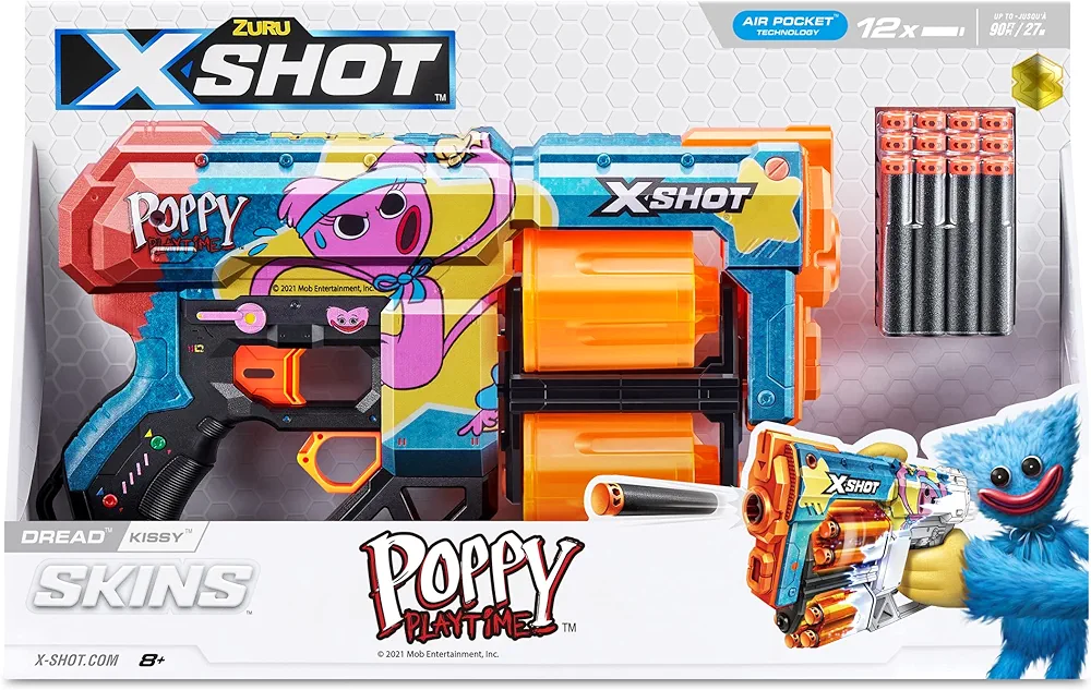 X-Shot Skins Dread Blaster - Poppy Playtime (Kissy) marki ZURU z 12 rzutkami