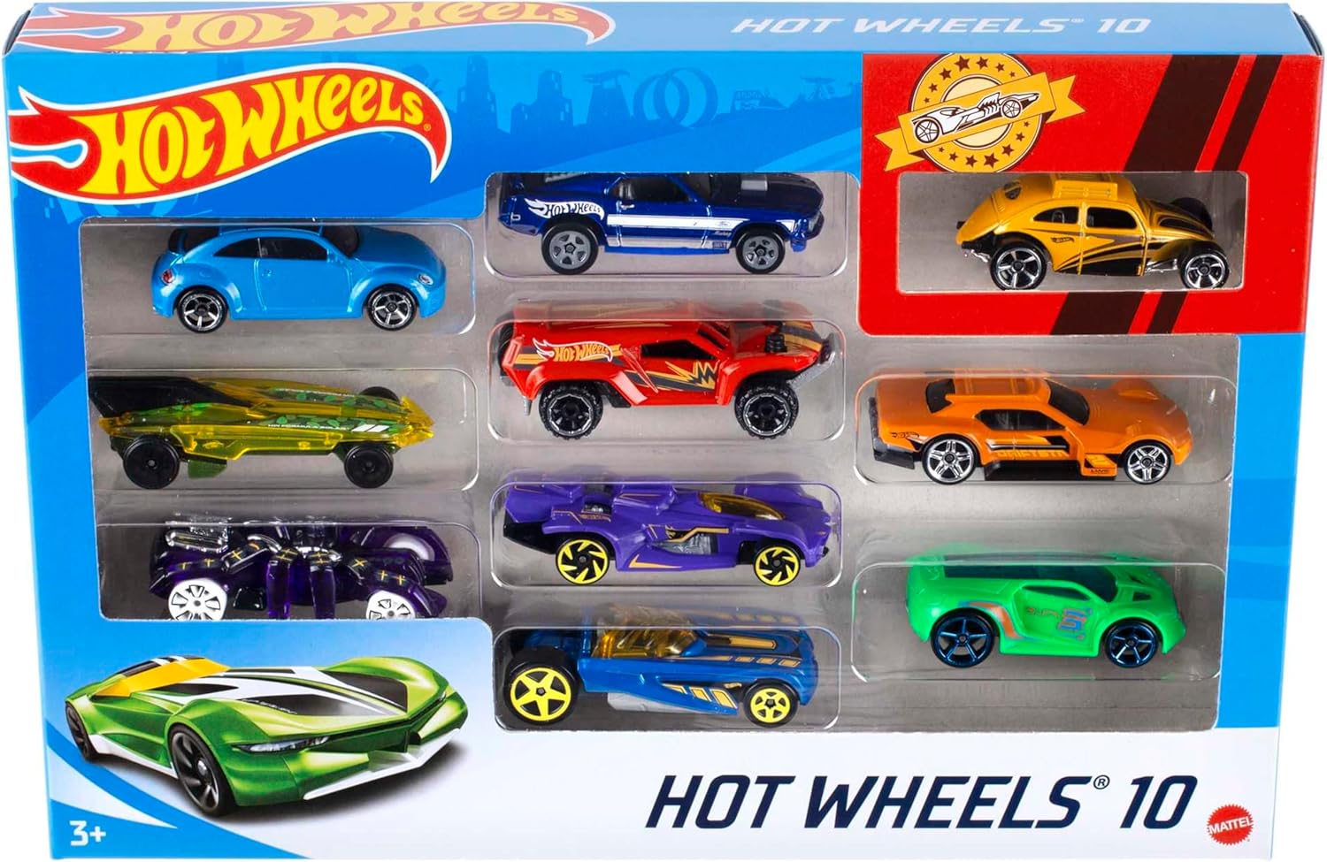 Zestaw 10 ciężarówek i samochodów Hot Wheels, w skali 1:64