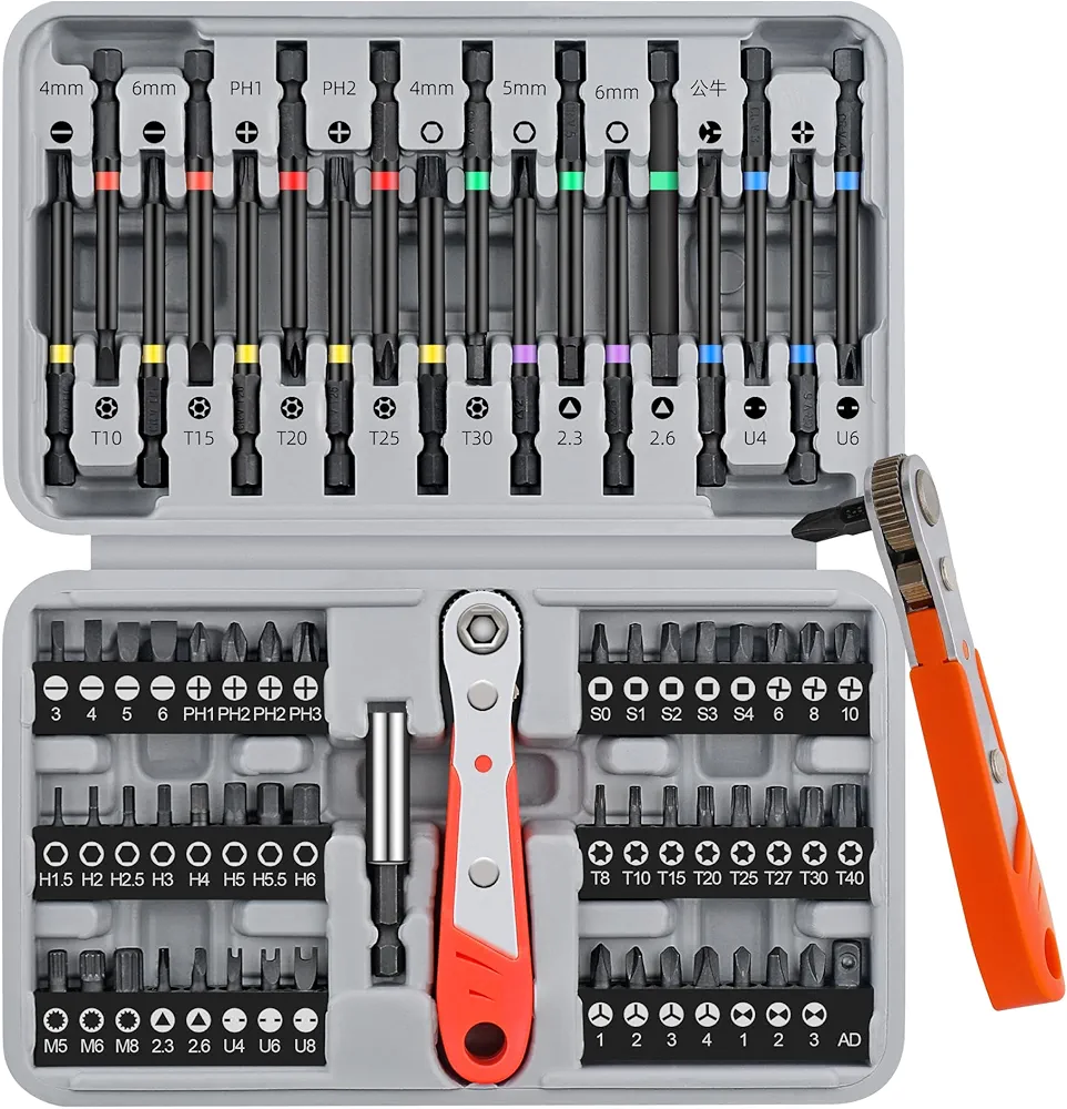 Hi-Spec Zestaw Bitów 68-częściowy z Grzechotką i Adapterem – Bity 25mm i 75mm – Torx ( Hi-Spec 79-częściowy w opisie )