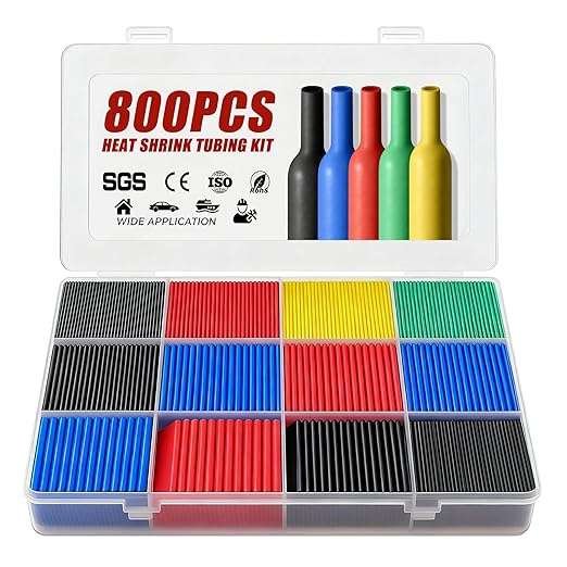 Zestaw 800 szt Rurek Termokurczliwych 5 Kolorów, 12 Rozmiarów