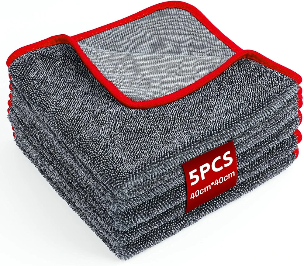 5 sztuk ściereczek z mikrofibry, 500 GSM, ręcznik z mikrofibry, 40 x 40 cm,