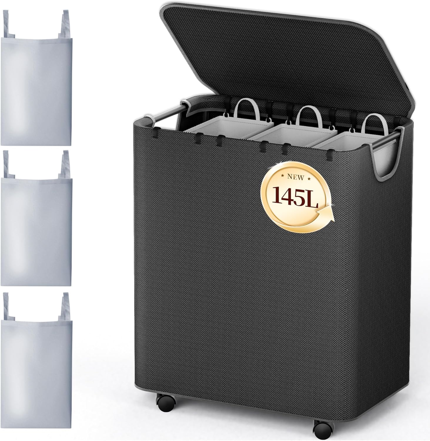 LAMU Pojemnik na pranie z kółkami 145 l