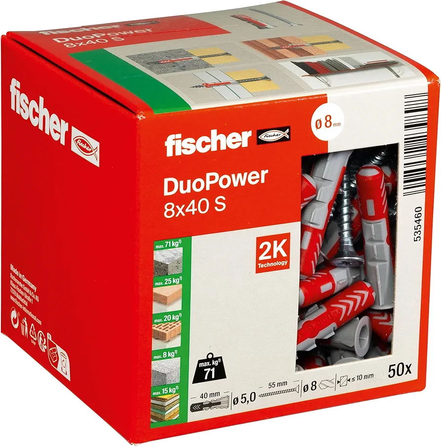 Fischer 535460 Duopower - kołki + wkręty 50 sztuk