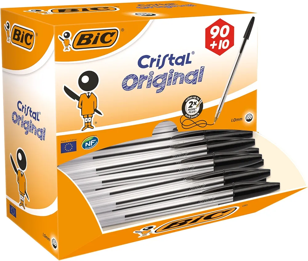 Bic Crisral Original 942911 Zestaw Długopisów, Czarny, 100 Sztuk