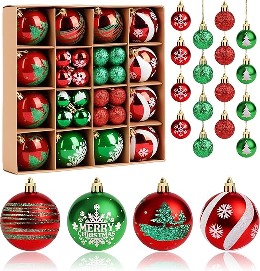 ilauke Bombki bożonarodzeniowe, 44 szt , 3 i 6 cm średnicy