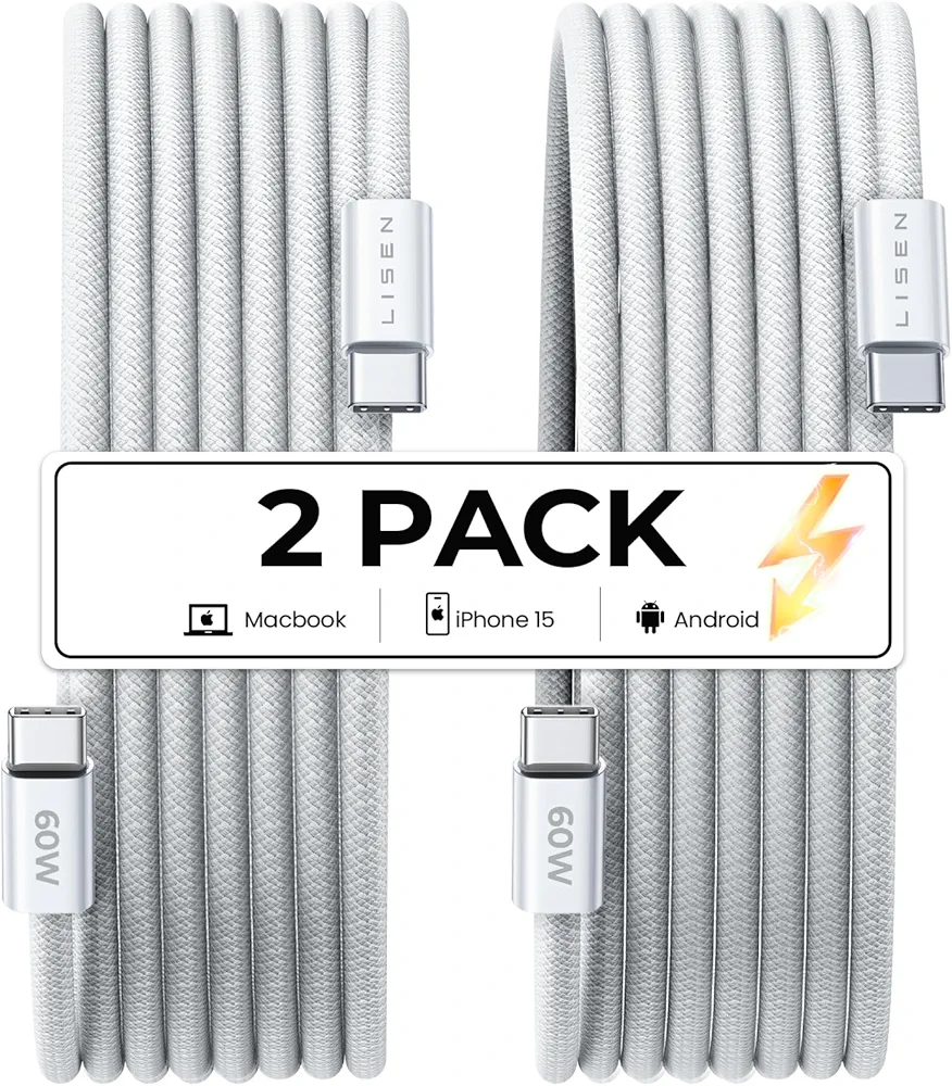 LISEN Kabel USB C [2 sztuki,1M+1M] PD 3.0 60W Kabel