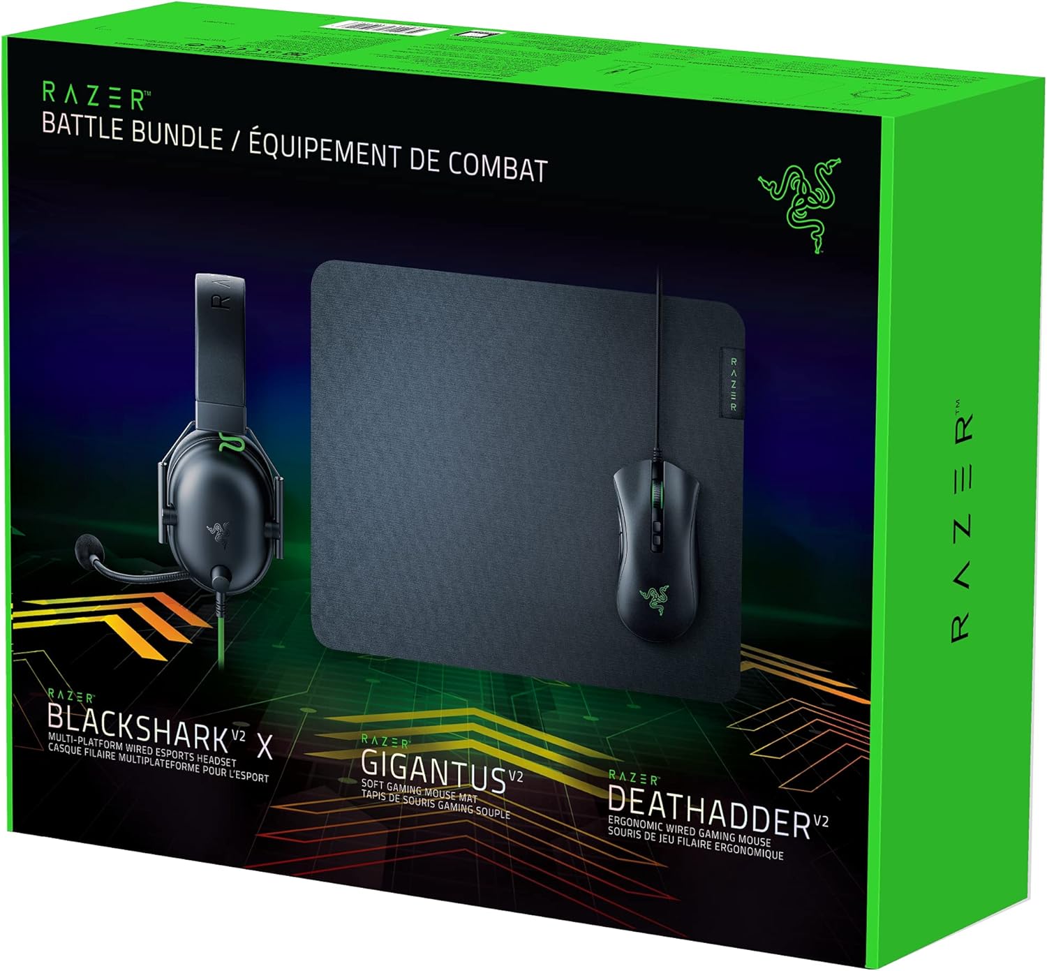 Razer Zestaw bitewny - DeathAdder V2 -BlackShark V2 X- Gigantus V2 M - czarny