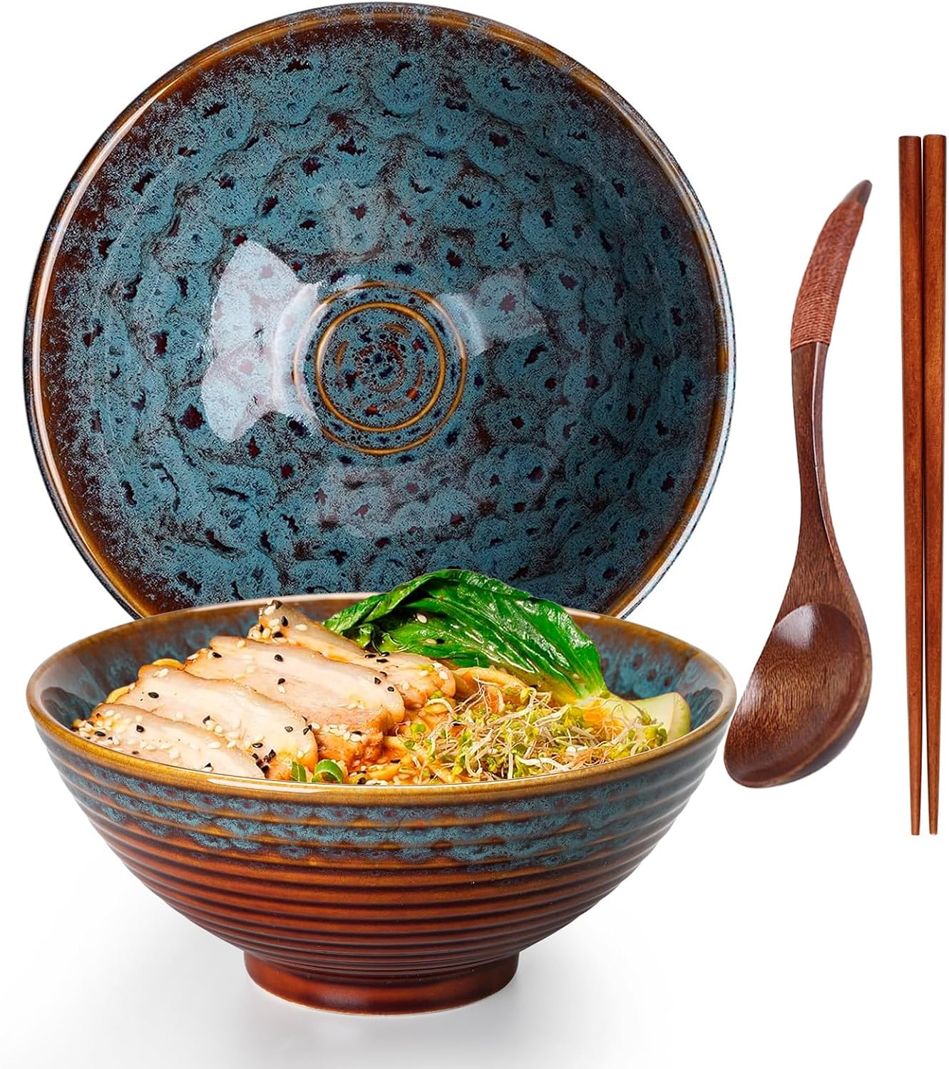 Miska Ramen zestaw misek do ramenu japońska miska ceramiczna z łyżeczką pałeczek miski do zupy 1200 ml - różne kolory