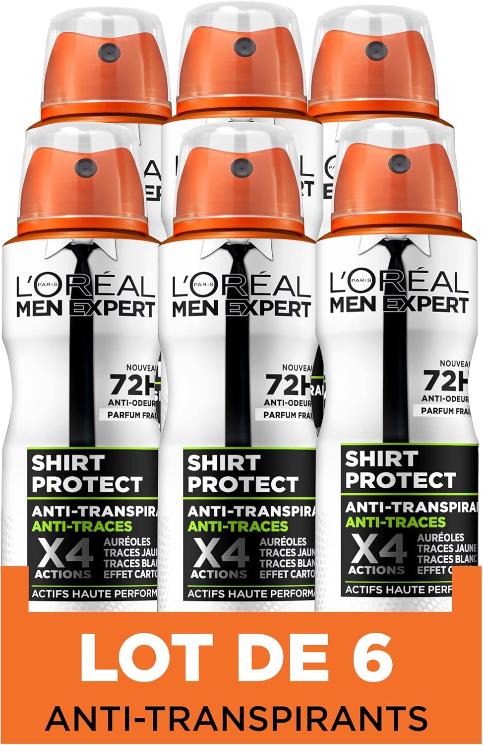 Dezodorant L'Oréal Paris Men Expert Shirt Protect, 6 x 150 ml