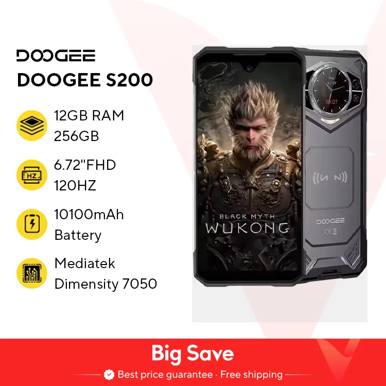 DOOGEE S200 5G Wytrzymały telefon 6,72 cala 120 Hz Wyświetlacz 12 GB RAM 256 GB Aliexpress