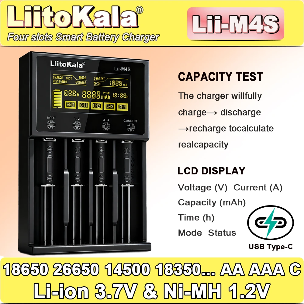 Ładowarka LiitoKala Lii-M4S (4 gniazda)
