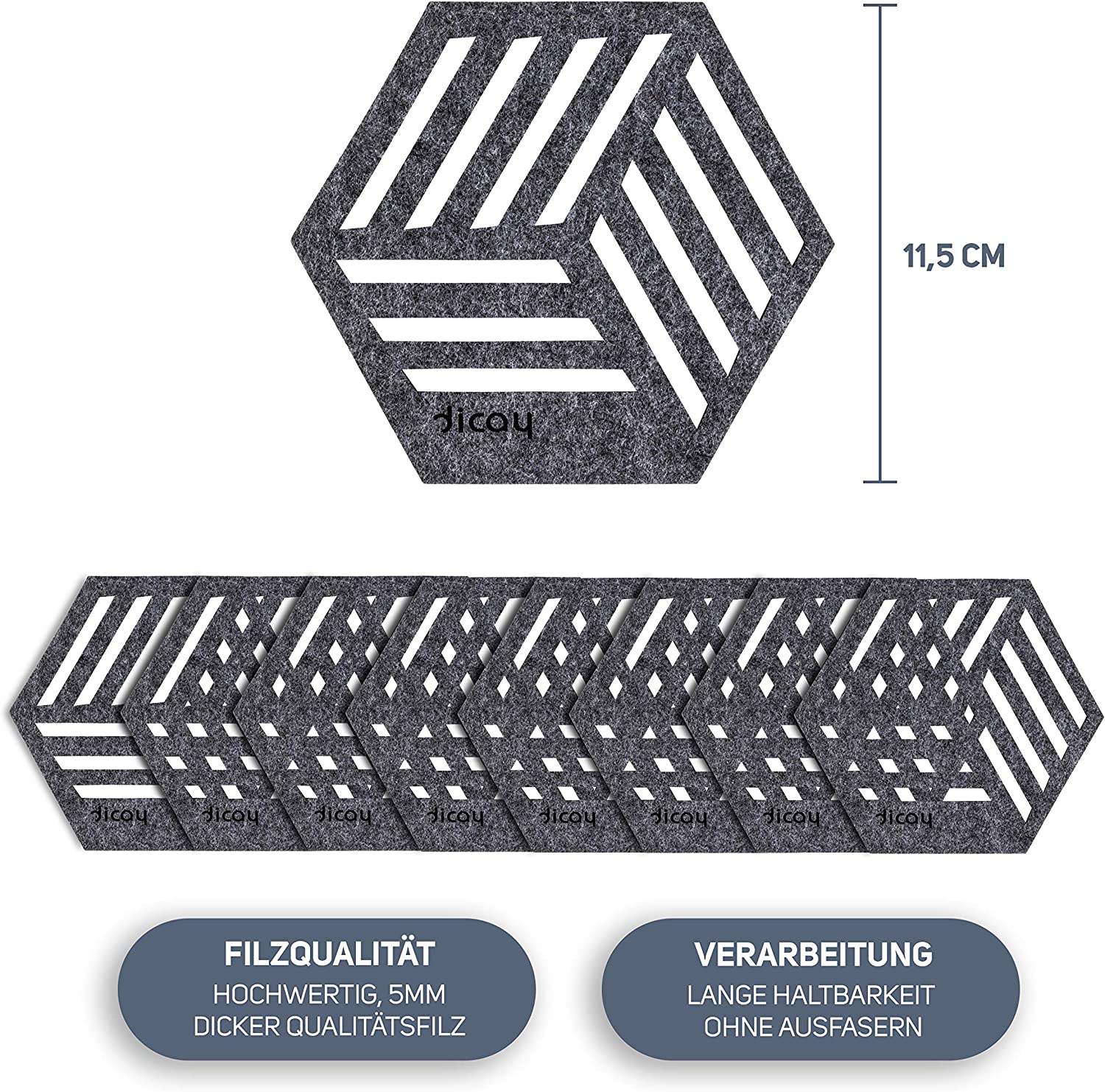 Zestaw podstawek pod szklanki - 9 sztuk, antracyt