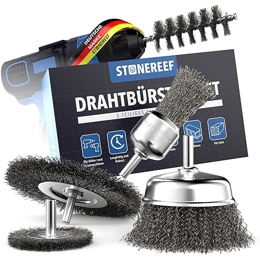 Zestaw 5 szczotek drucianych na wkrętarkę