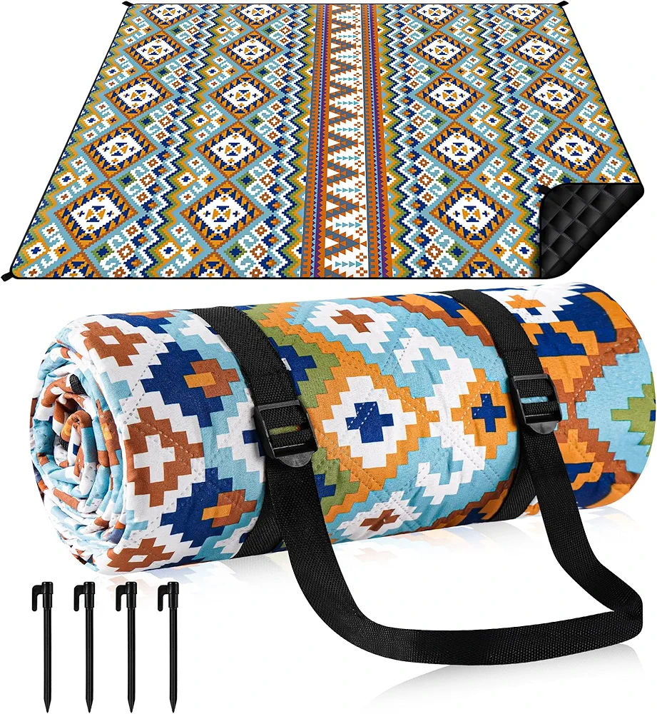 Gucass Boho Koc piknikowy 200x200 cm, Składany Mata Piknikowa