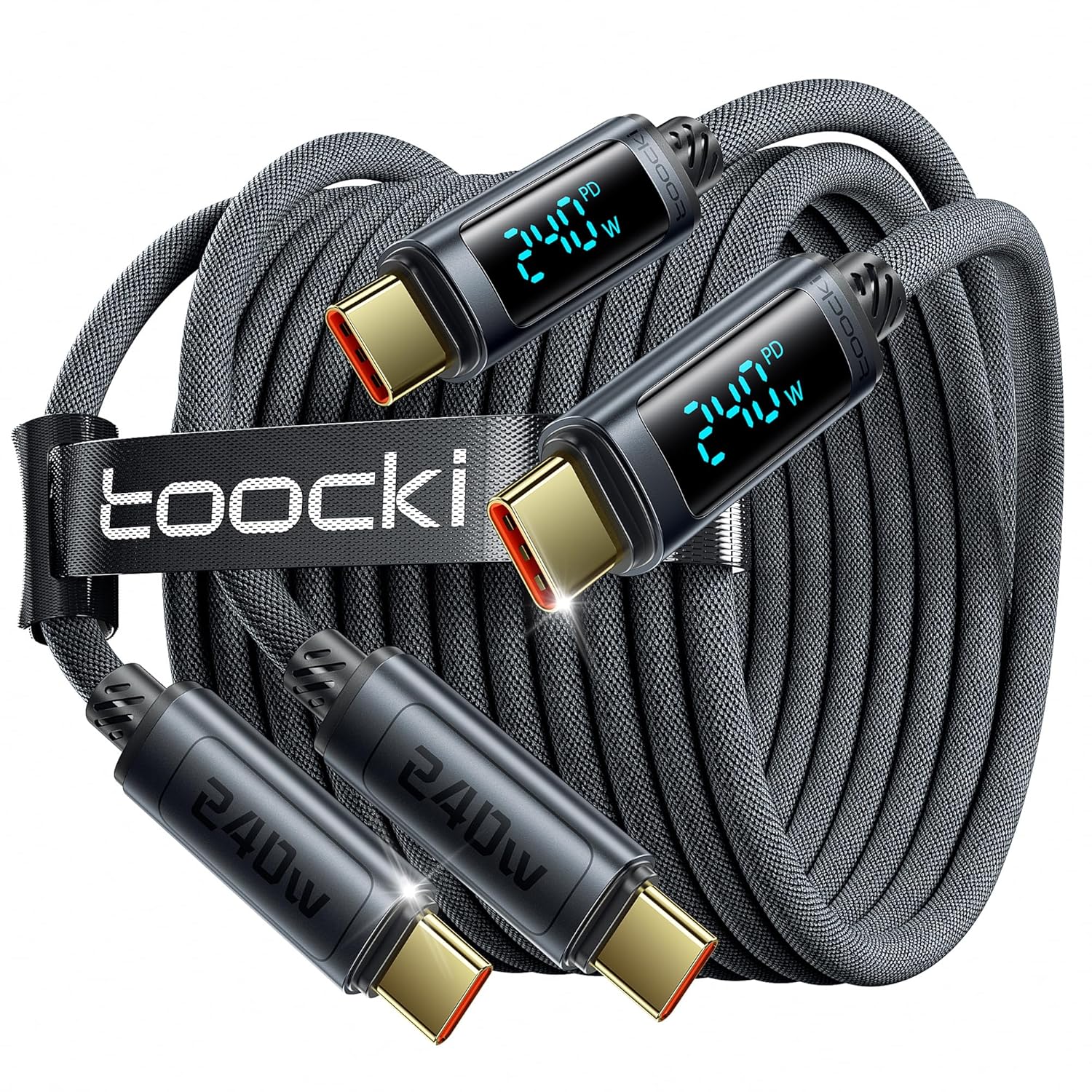 Kabel ładujący Toocki 240W USB-C 2 metry 2 sztuki PD3.1