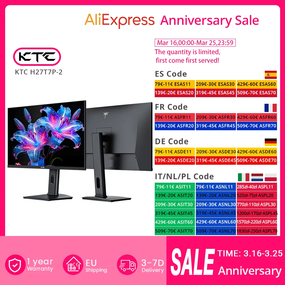 Monitor gamingowy KTC H27T7P-2 27“ 2560×1440 QHD 210Hz