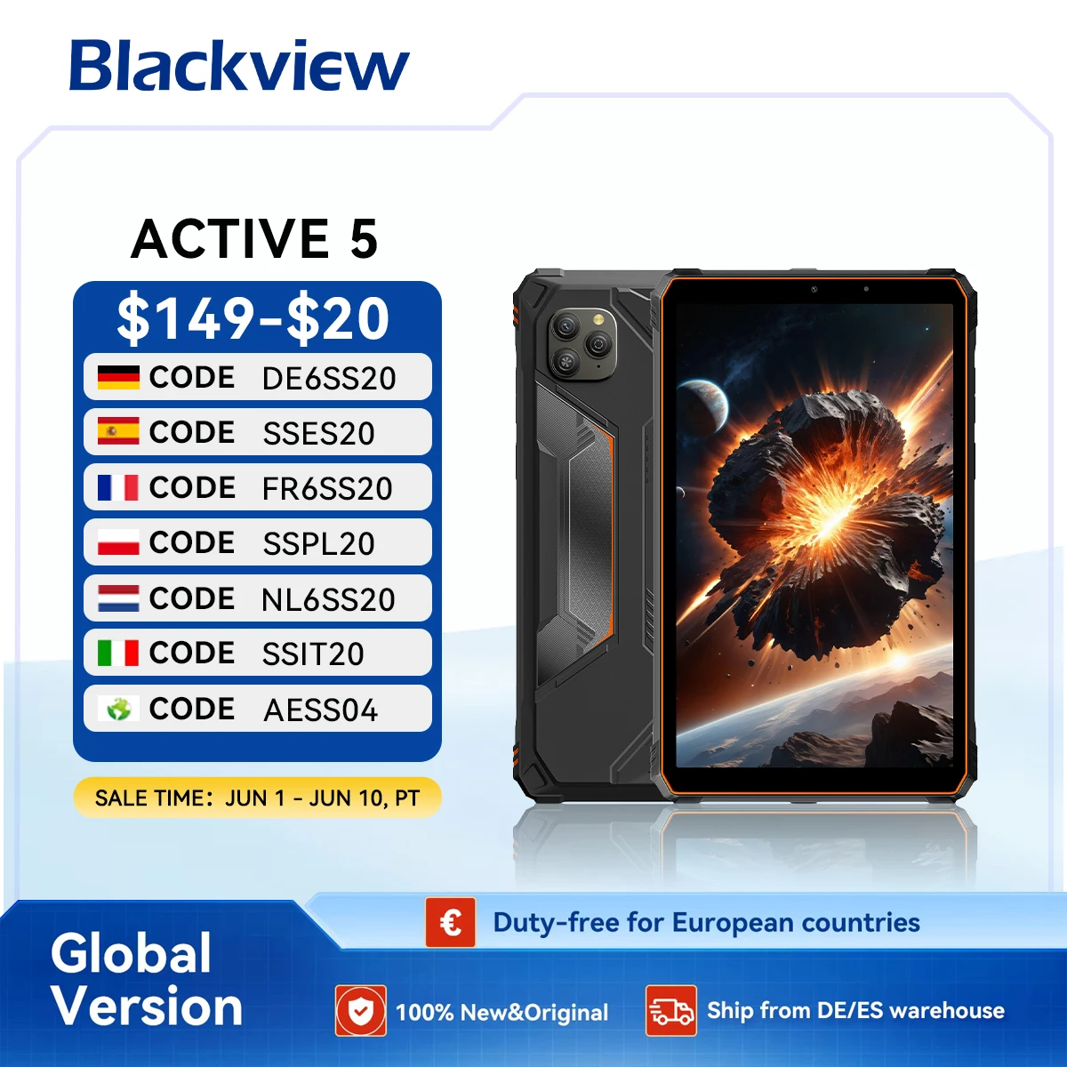 Tablet Blackview Active 5, wytrzymały, 8,68'' HD+ 90Hz Aliexpress