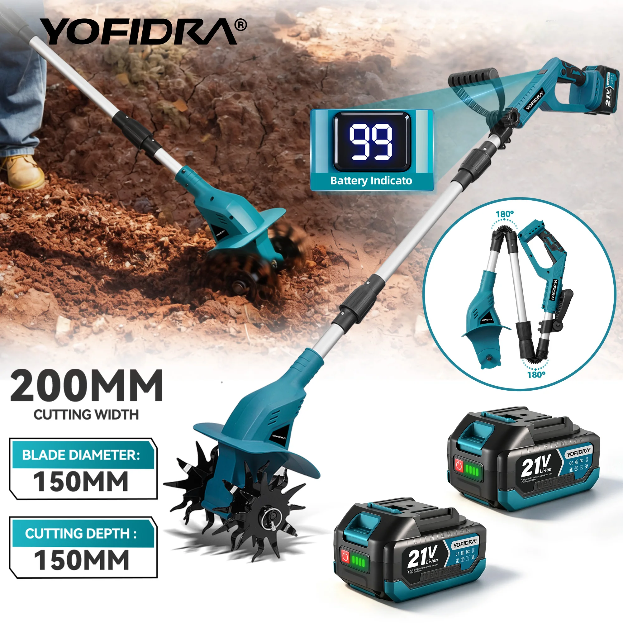 YOFIDRA 200MM Elektryczny glebogryzarka ogrodowa Aliexpress