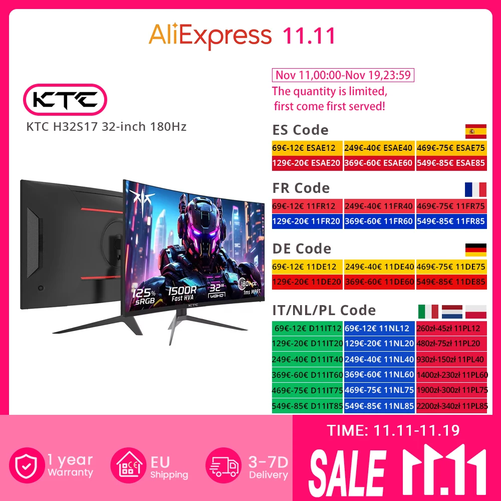 Monitor do gier KTC H32S17 32-calowy 2560x1440 QHD 180 Hz