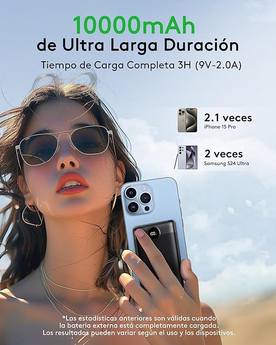 VEEKTOMX Mini Power Bank 10000mAh powerbank 22.5W PD3.0 QC3.0 Quick Charge USB C