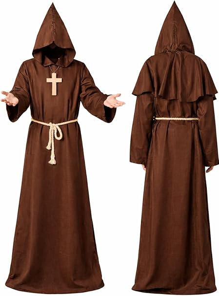 Kostium mnicha z krzyżem i kapturem