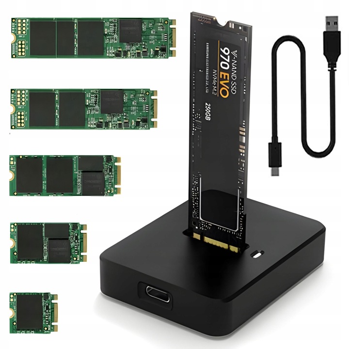 Adapter Czytników Dysków SSD M.2 2w1 SATA NGFF NVME PCIe M2 USB-C USB 3.1