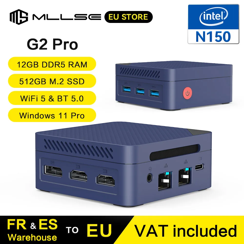MLLSE G2 Pro Mini PC procesor Intel Twin Lake N150 LPDDR5 12 GB RAM, 512GB SSD, Wi-Fi 5, BT5.0, Windows 11