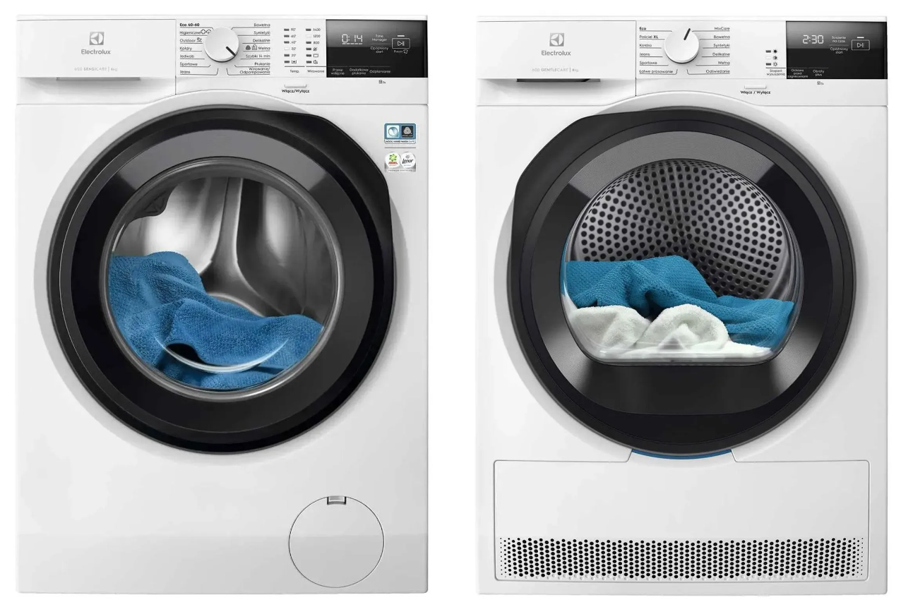 Pralka ELECTROLUX EW6F2482P SensiCare 600 AbsoluteCare 8 kg 1400 obr + Suszarka ELECTROLUX EW6D285YP z pompą ciepła 600 GentleCare AbsoluteCare 8 kg Seria 600