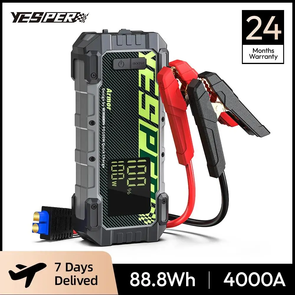 YESPER 4000A 10L rozrusznik do silników Diesla/benzyny – 12V/24000mAh
