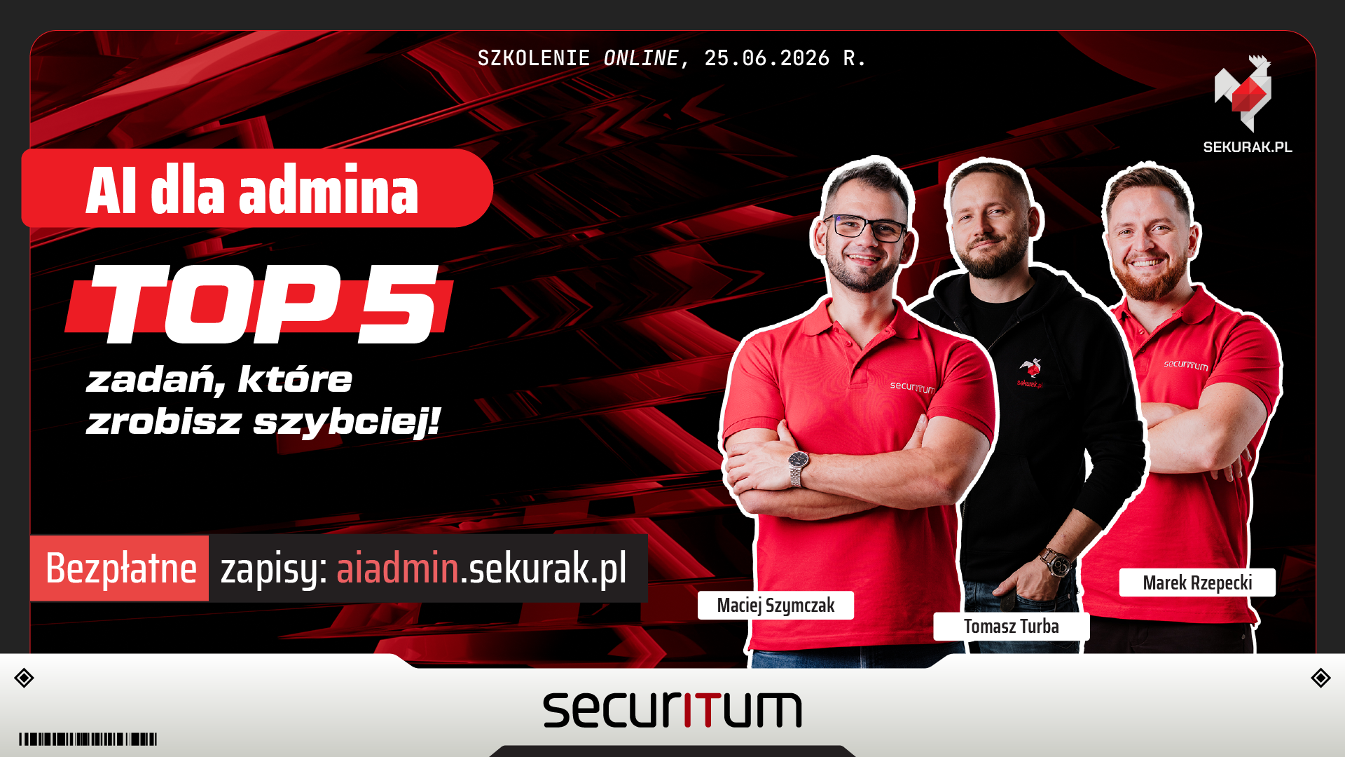 Szkolenie Sekurak za darmo - AI dla admina.