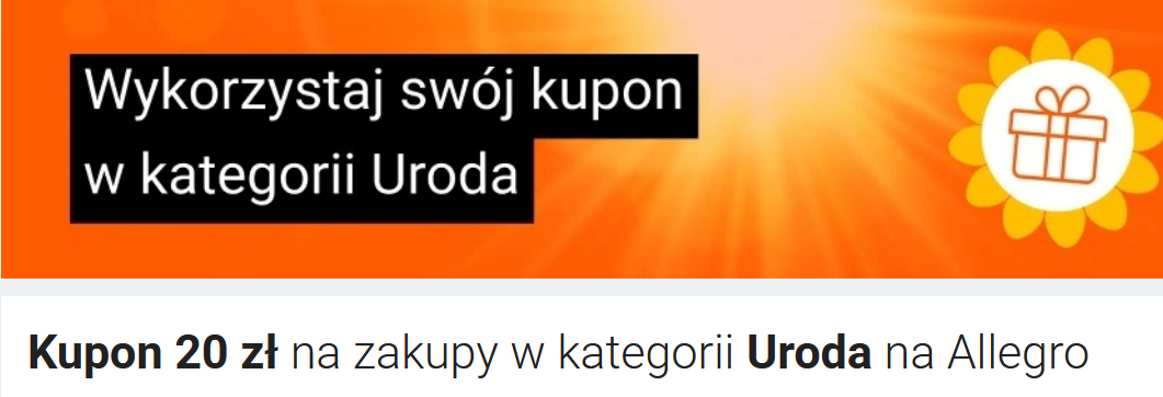 Kupon 20 zł na zakupy w kategorii Uroda, Allegro